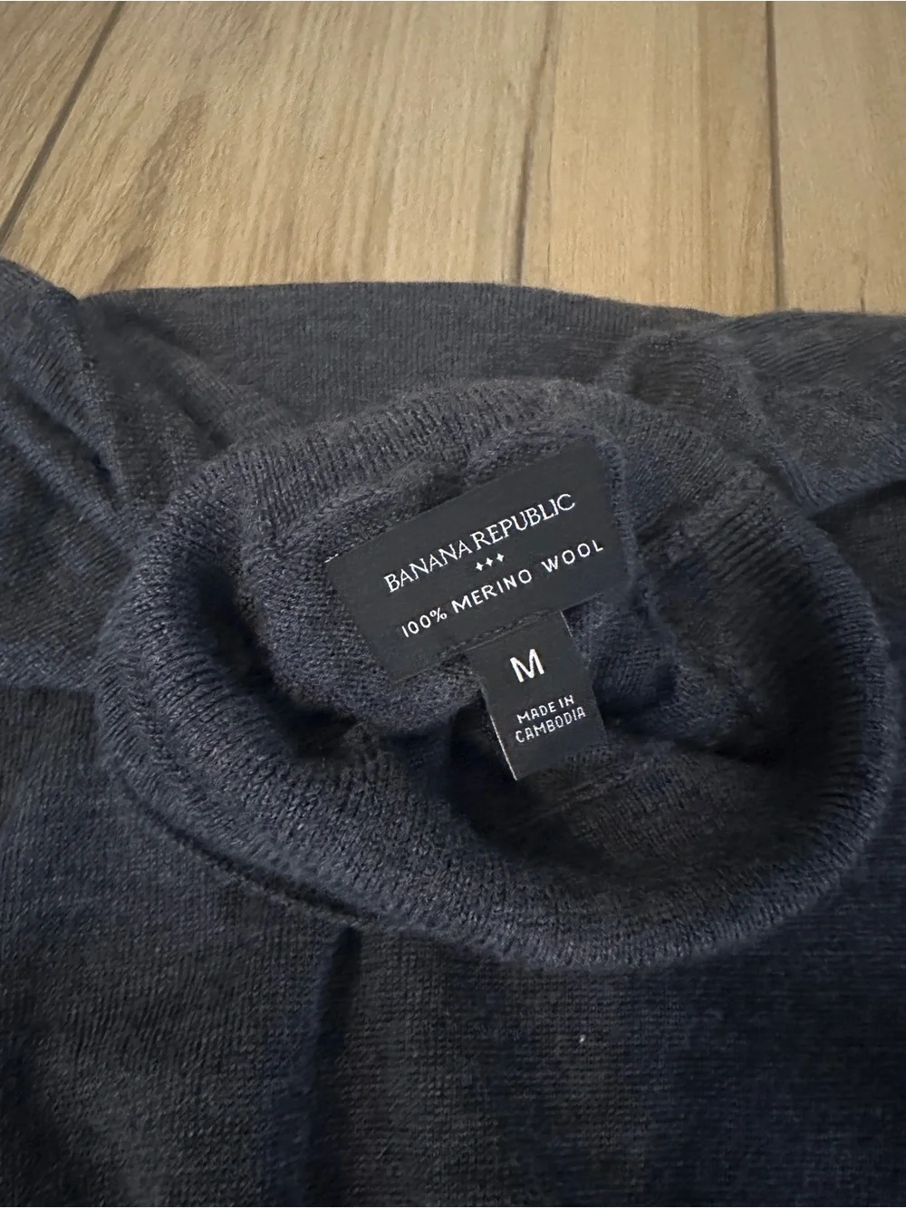 Men's Charcoal Turtleneck Merino Wool Sweater